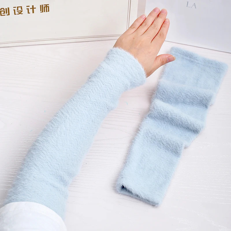Autumn and Winter Handmade Warm Sleeve Womens Elastic Thick Knitted Fashion Mink Casual Warm Soft Sleeve 241106