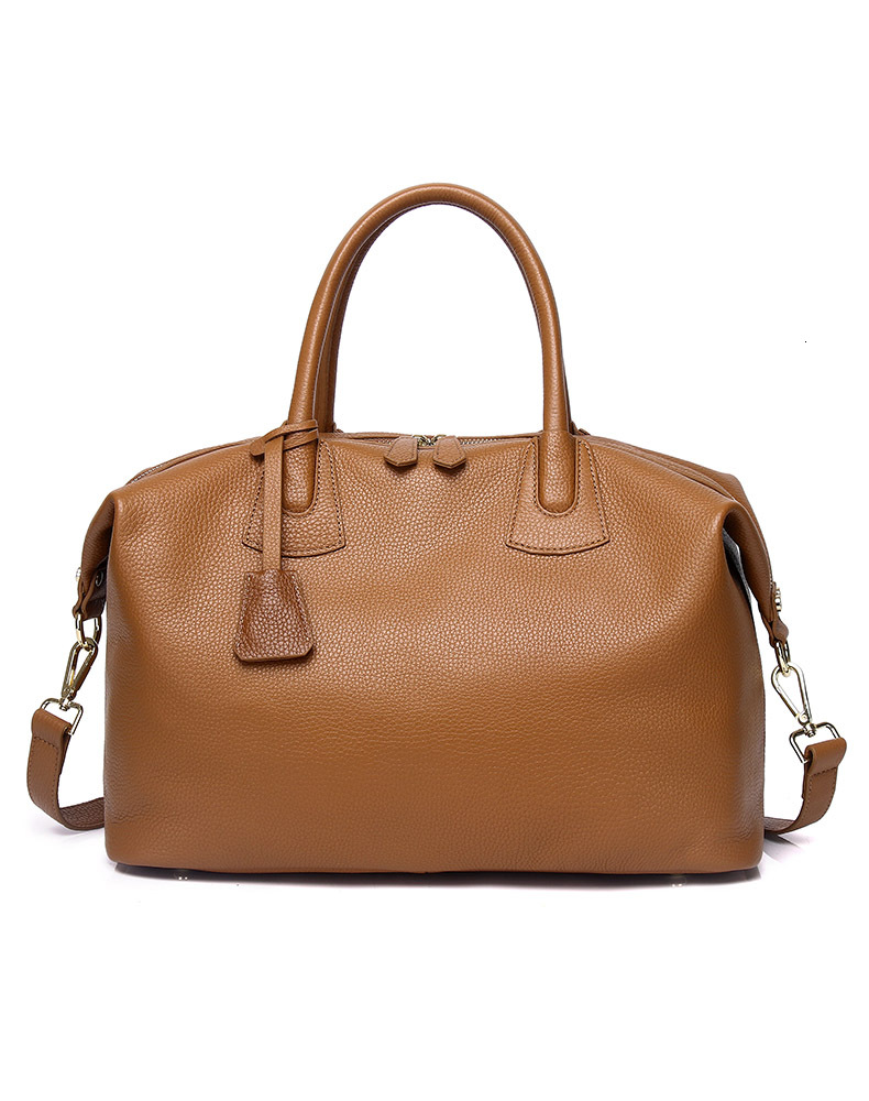 Real Leather Woman Lady Travel Tote Shoulder Bags Roomy Handbag Fashion Commuting Big Bag New Check Zipper Style