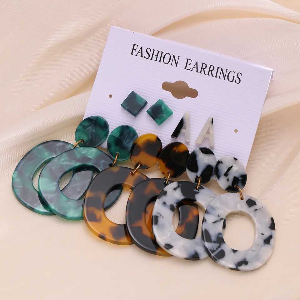 Leopard Earrings Set for Wen Boho Vintage Creative Geetric Drop Earrings European and Trendy Fashion Jewelry Gifts X241106