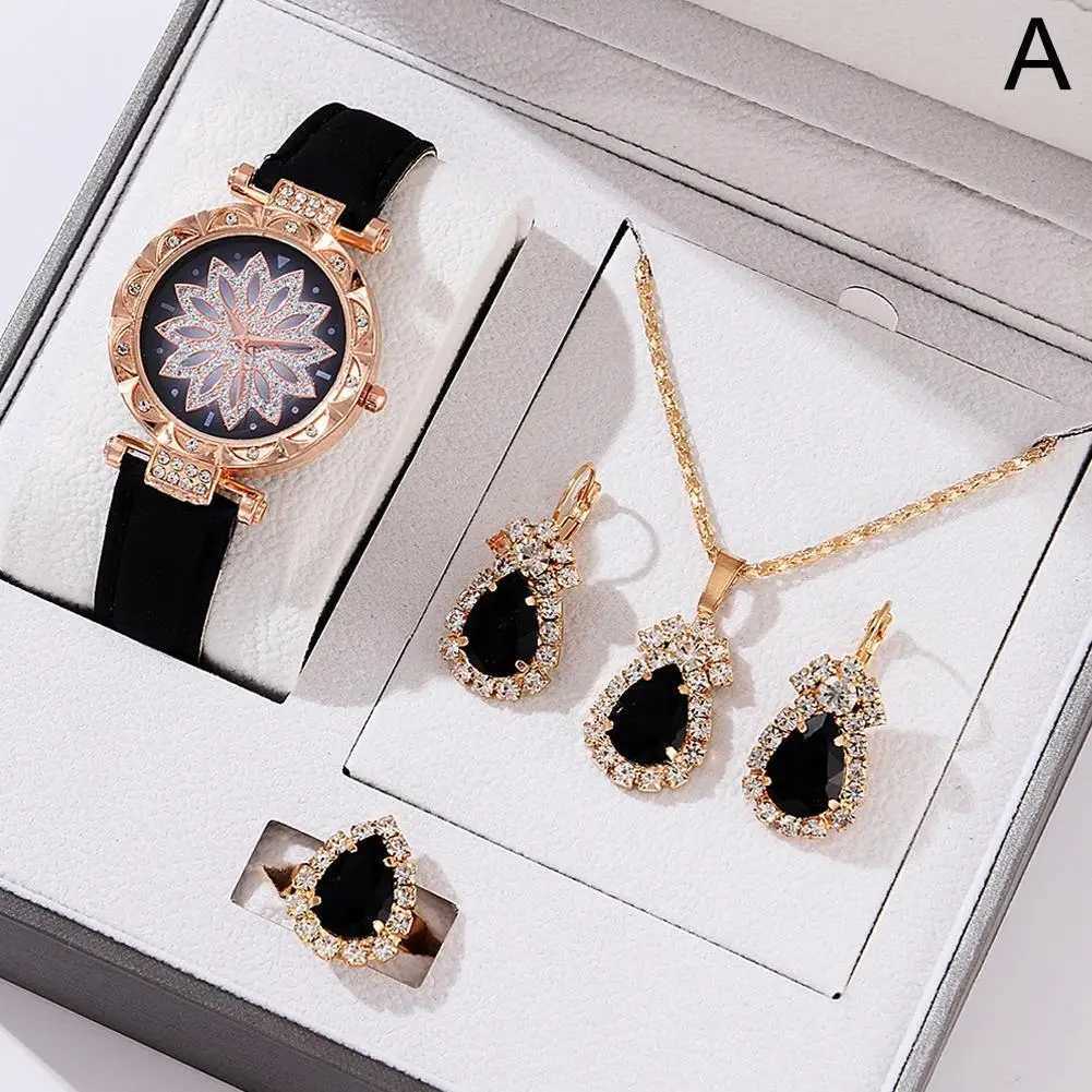 5-piece watch set warm leather strap womens watch simple casual warm analog watch bracelet gift Montessori womens watch X241106