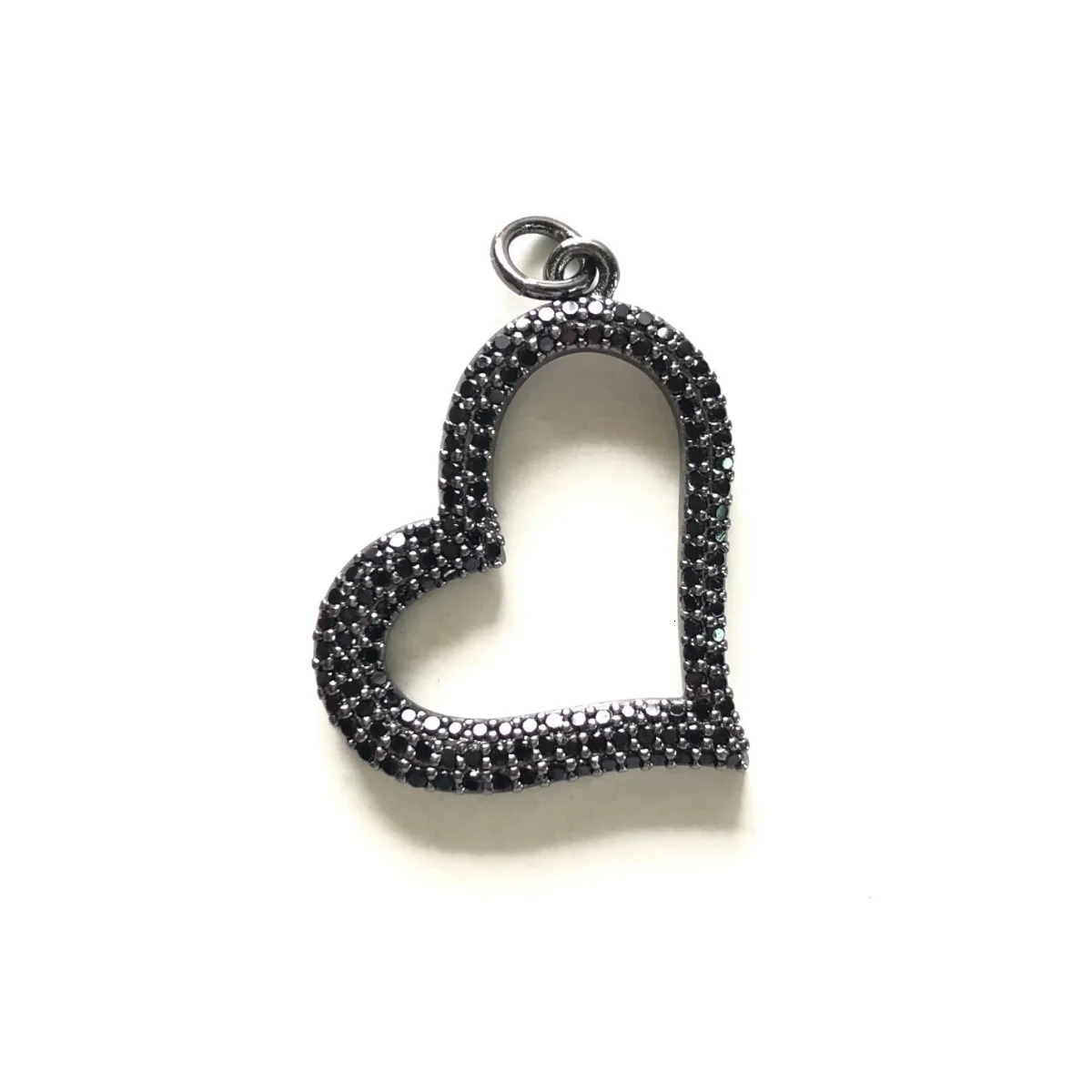 5 exquisite zirconia Pave heart-shaped charm pendants suitable for womens bracelets girl necklaces gold plates sparkling jewelry DIY accessories 24110