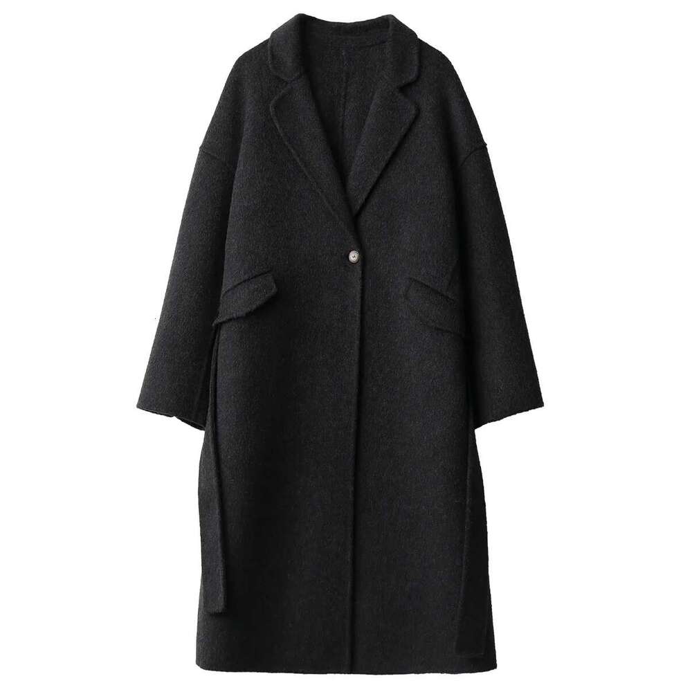 CHIC VEN Fashion Women Casual Loose Lacing Belt Overcoat Long Thicken Double-Sided Woolen Coat Autumn Winter Outwear 2023