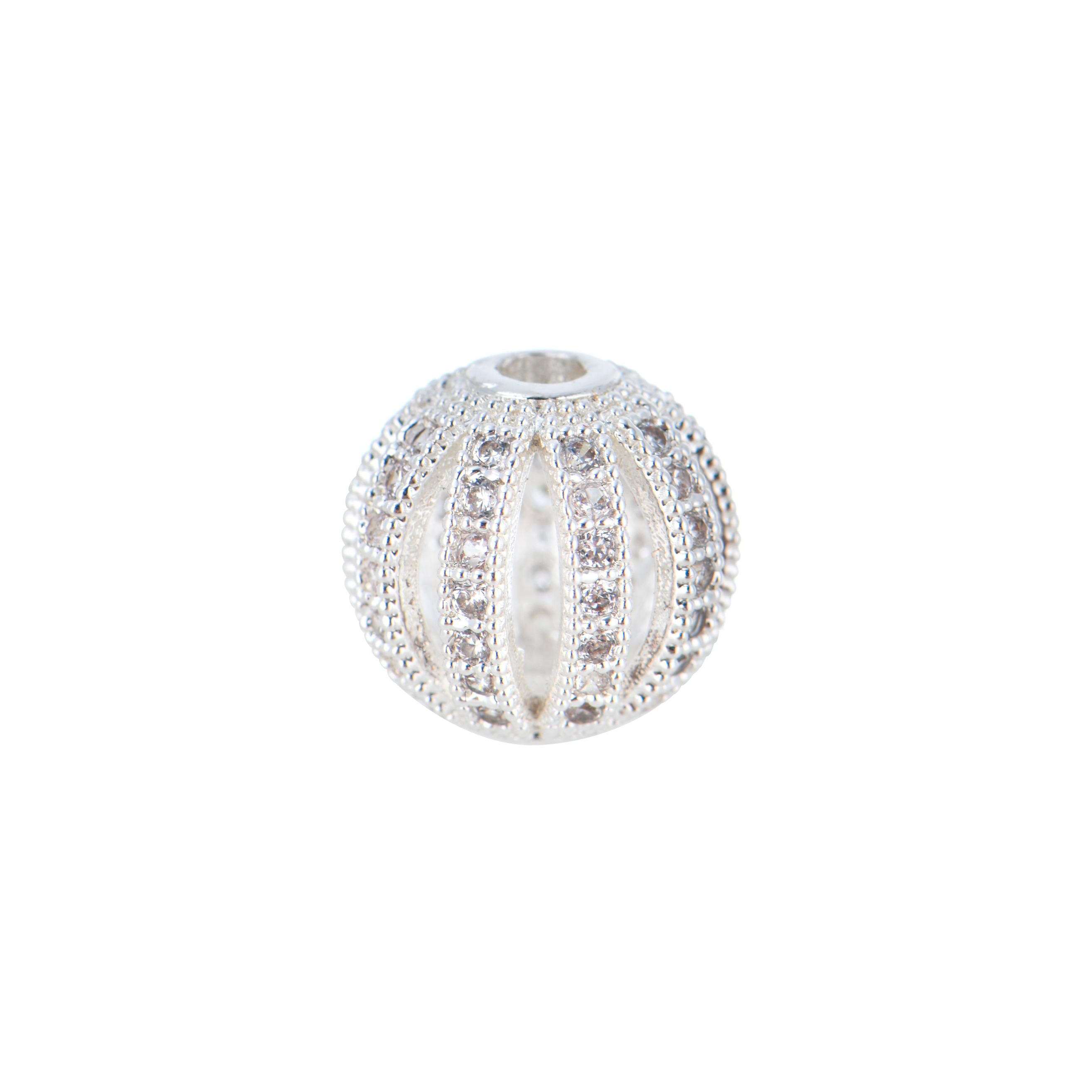 Copper Cast Hollow Round Pendants Embellished with Zircons Charm Beaded Classic Style Metal Jewelry Components Accessories Wholesale White a hundred i