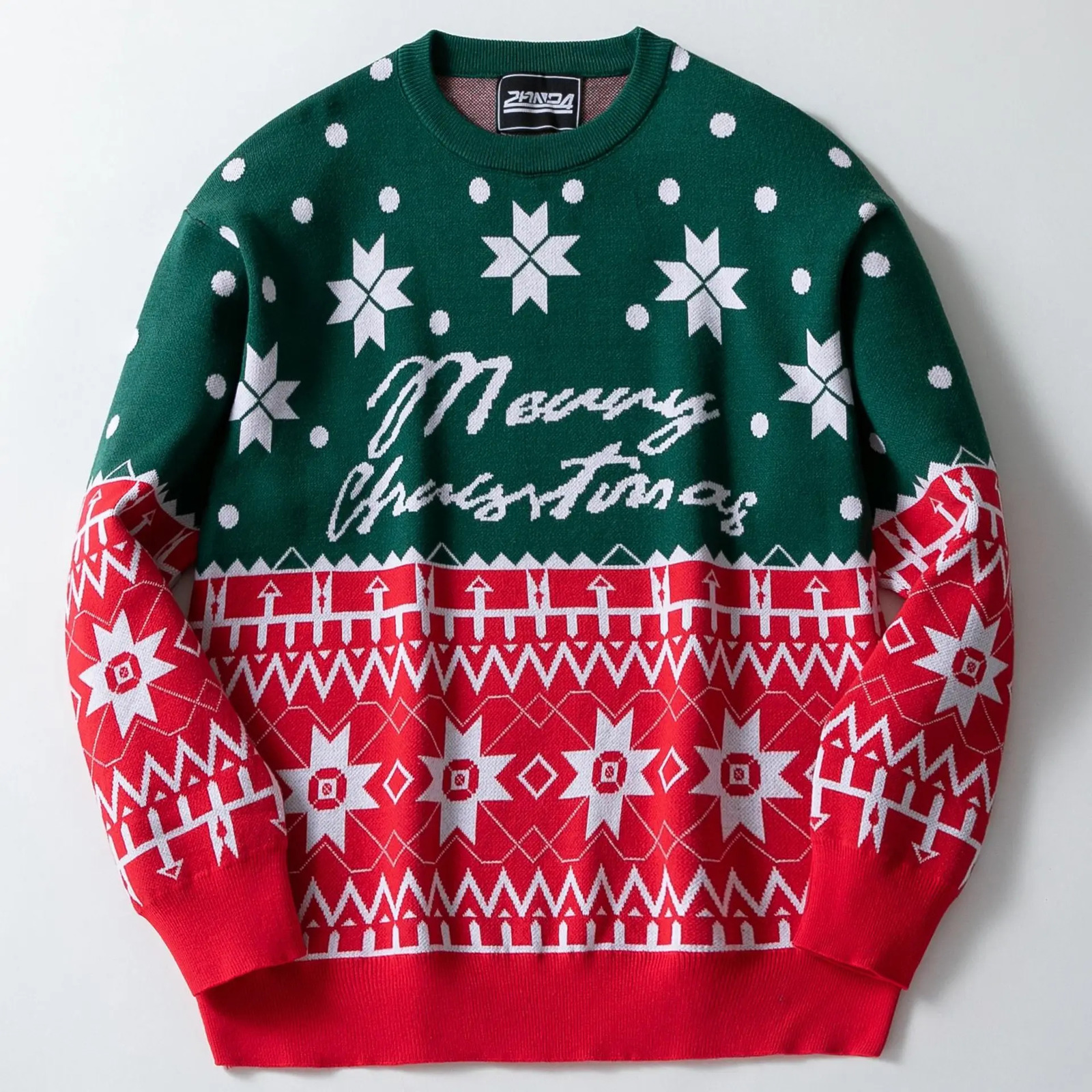 European and American Mens Fashion Knitted Jacquard Loose Round Neck Pullover Sweater for Autumn and Winter and Christmas. 241106