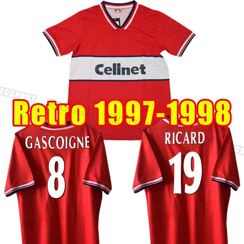 1998 1999 Middlesbrough home soccer jerseys retro 98 99 GASCOIGNE QUEUDRUE SOUTHGATE JUNINHO RICARD football shirt Vintage Classic commemorate antique uniforM