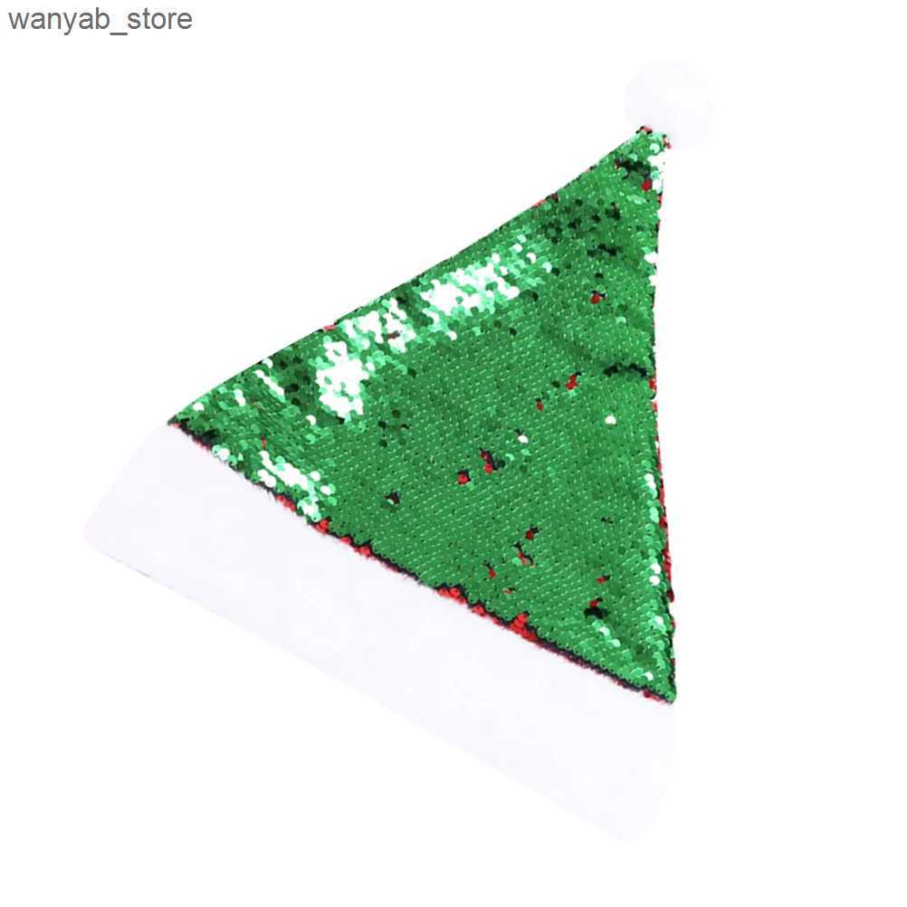 Wide Brim Hats Bucket Hats Christmas Party Favors Santa Claus Hat Hats for Adults Kids Holiday Cap Sequins Flash L240910