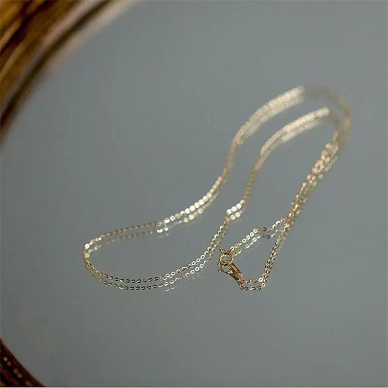 Goldtutu Genuine 14K Pure Gold Necklace Minimum Simple Style Necklace Chain Fine Jewelry Real Au585 for Women Girl kj159 241106