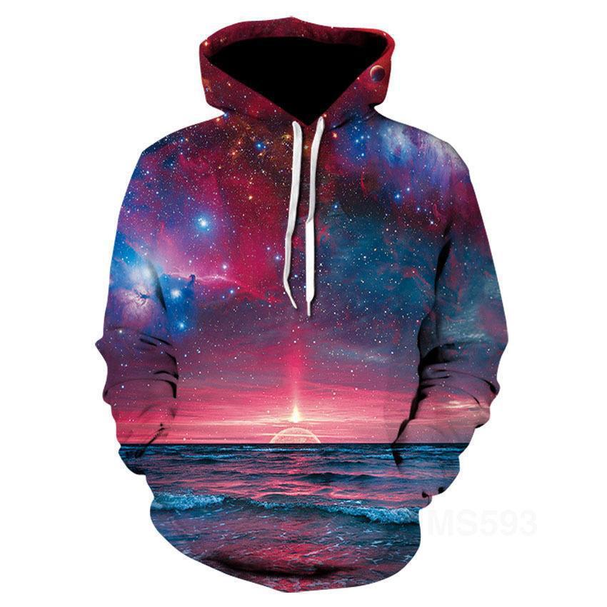 Glowing Wolf Unicorn Digital Printed Hooded Sweater Couple Hoodie Sports Baseball Drop Shoulder Hoodies Graphic Hoodies