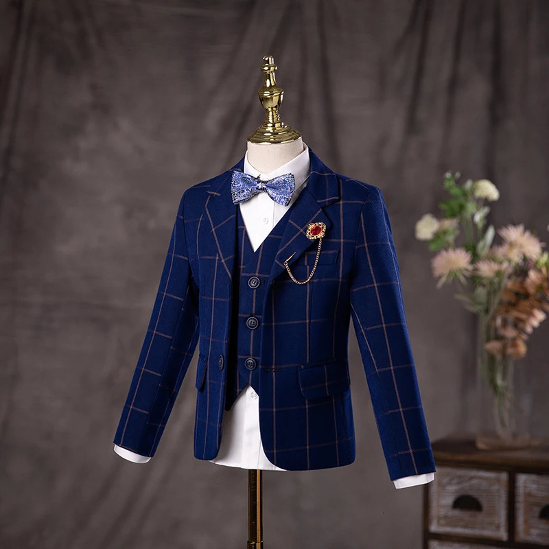 Flower Boys Wedding Suit Children Birhtday Pograph Dress Kids Fromal Blazer Set School Child Graduation Performance Costume 241106