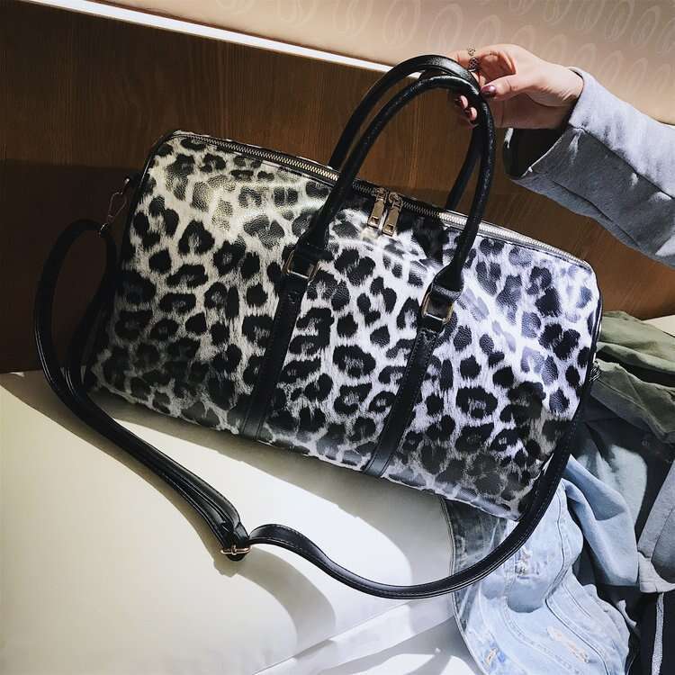Europe American Fashion Leopard Print Handbag Large Capacity Gym Bags Travel Shopping Tote Bag