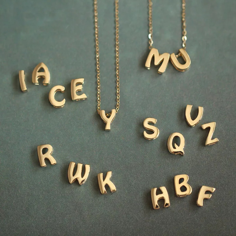 Goldtutu 14K pure gold letter pendant for women and girls 26 small beginnings name necklace pendant birthday gift kj254 241106
