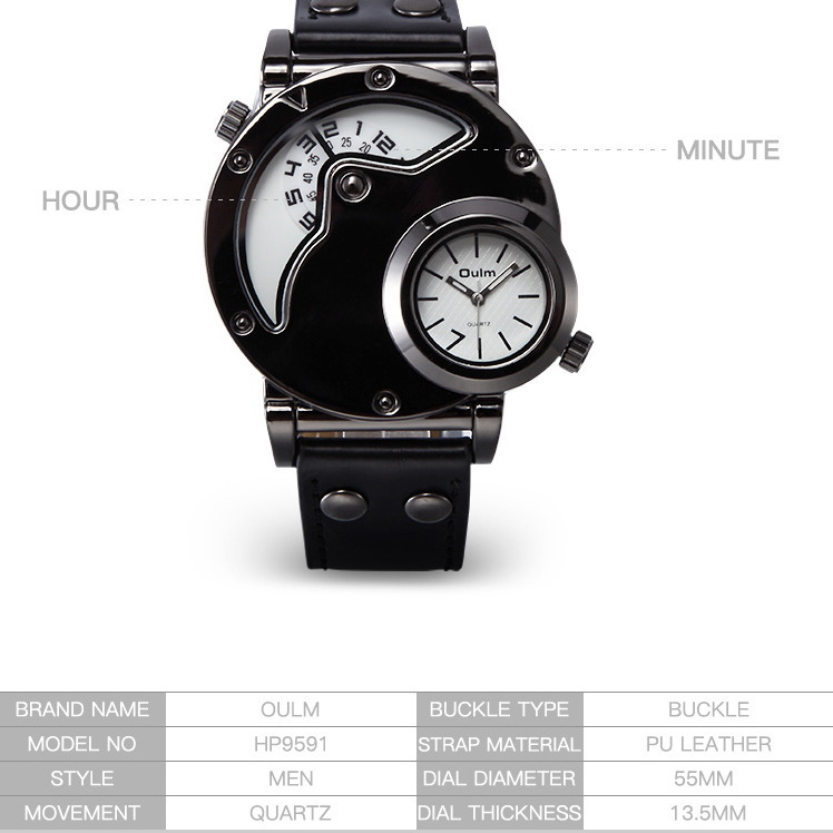 waterproof depth 100 M Watch For Men Cowhide strap stainless steel case Diameter 50 MM Thickness 10 MM Electronic movement Tempered Glass Mirror Watch