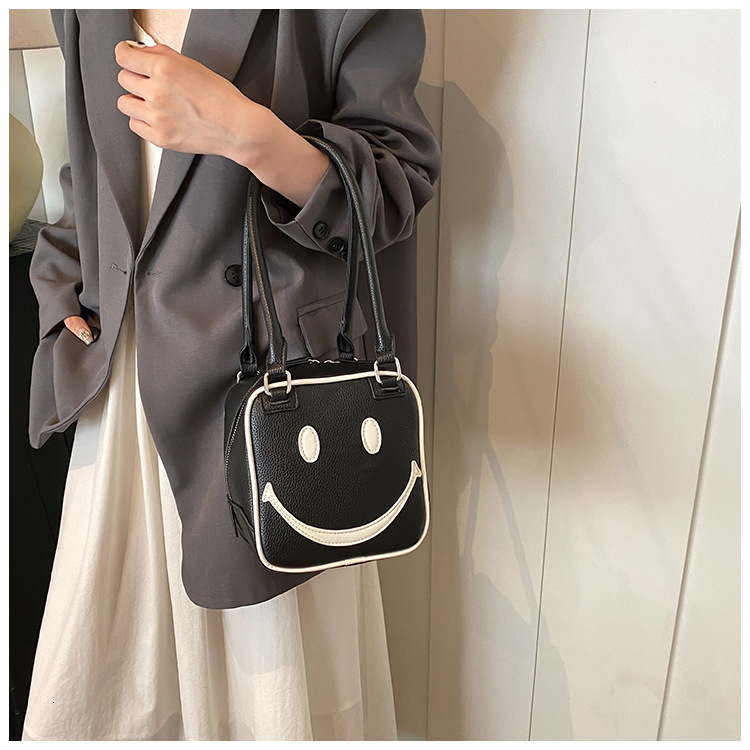 Fashionable And Versatile Autumn Smiling Face Handbag, Single Shoulder Crossbody Small Square Bag Designer Bags Handbags Women