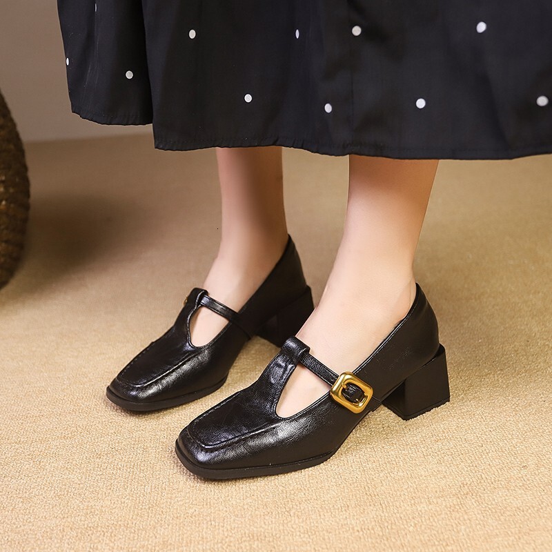 Fangtou Lefu Shoes, Single Shoes, Women's 2024 Autumn New Collection, Small Fragrant Style, Versatile Commuter, Thick Heel, Height Increasing Sma