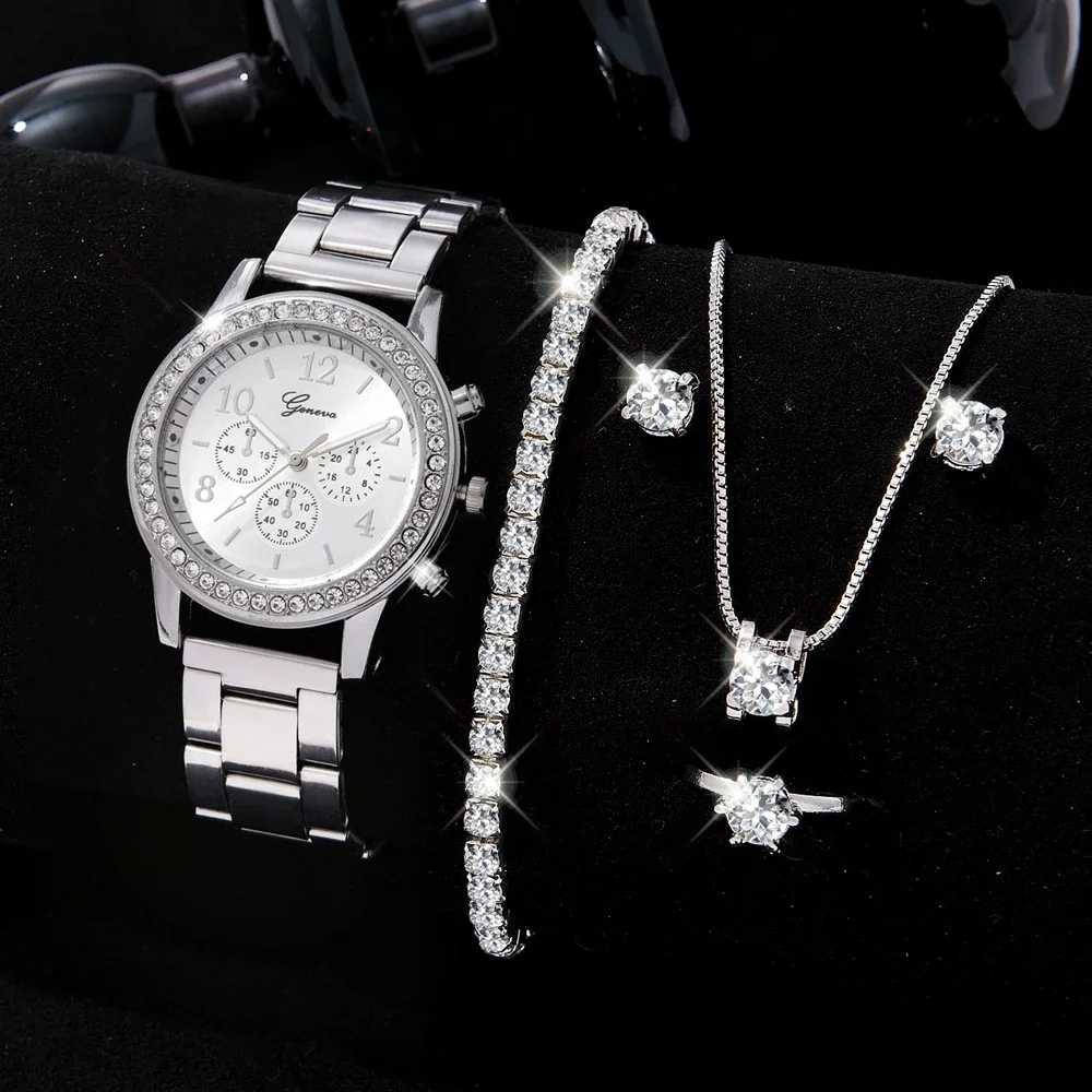 6-piece luxury watch necklace earrings rhinestone fashion watch Fem casual womens watch bracelet set watch X241106