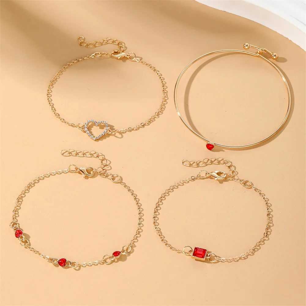 EN Fashion Red Sparkling Charm Geely Crystal Bracelet Used for Elegant Hollow Chain Bracelets Jewelry Gifts X241106