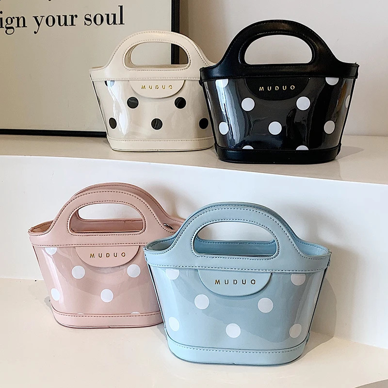 Dots Womens Bucket Bag PU Leather Clutch Handbag Womens Small Shoulder Cross Body Bag Summer 241105