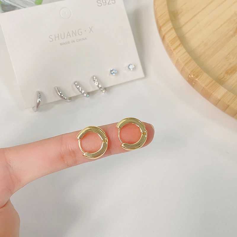 6 pieces/set of new fashionable metal round drop earrings used for trend pendants perforated earrings set jewelry gifts X241106