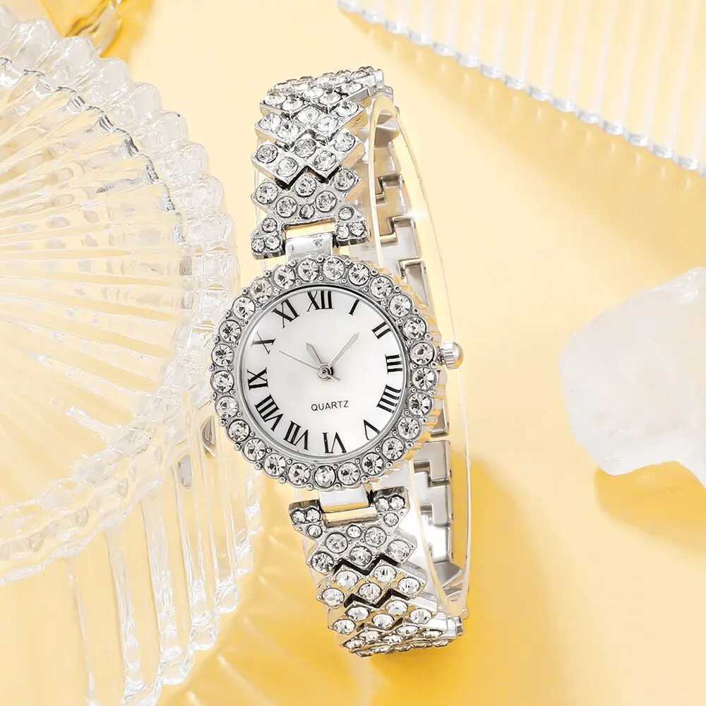 6-piece set of luxury watches necklaces earrings rhinestones fashionable watches womens casual watches gift boxes for womens watches X241106