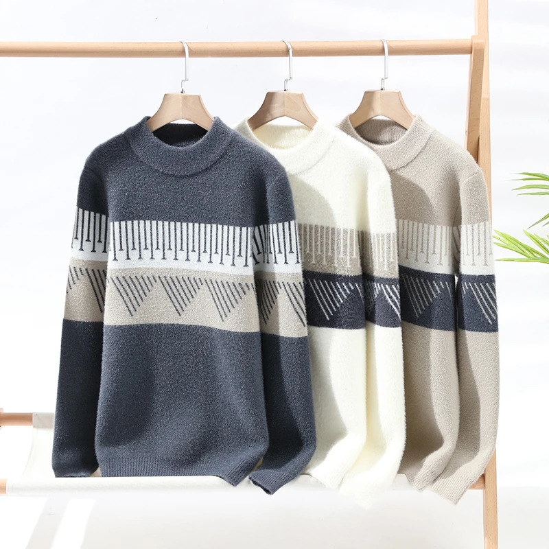 Fall Mens Christmas Cashmere Sweater O Neck Men Tops Quality Male Pullover Sweaters Thick Warm Pull Homme 241106