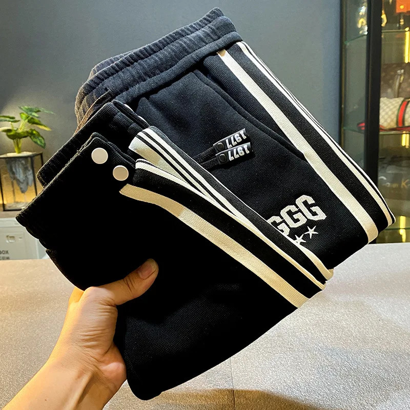 HighEnd Loose Tappered Sweatpants Mens Autumn Knitted Trousers American Harem Sports Pants 241104