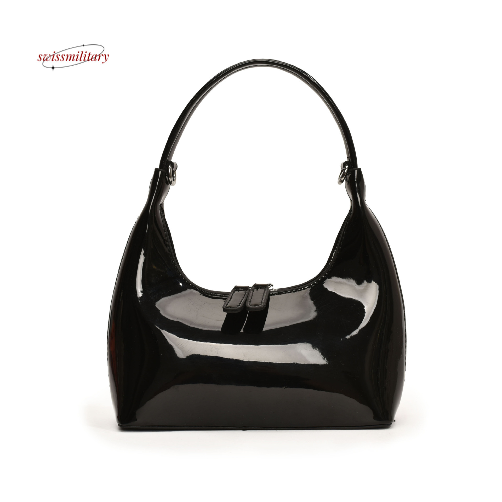 Korean ins women's armpit 2024 new niche design patent leather glossy shoulder bag high-end handbag #28 swissmilitary