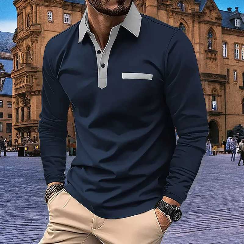 Spring/Summer Mens Long Sved Business Casual Shirt Solid Color Collar Shirt European and American Plus Size W241106