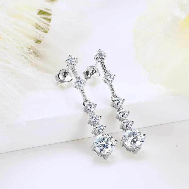 womens pendant earrings 3ct a pair of D-color VVS1 diamond tassel earrings 925 sterling silver exquisite jewelry gift 241106