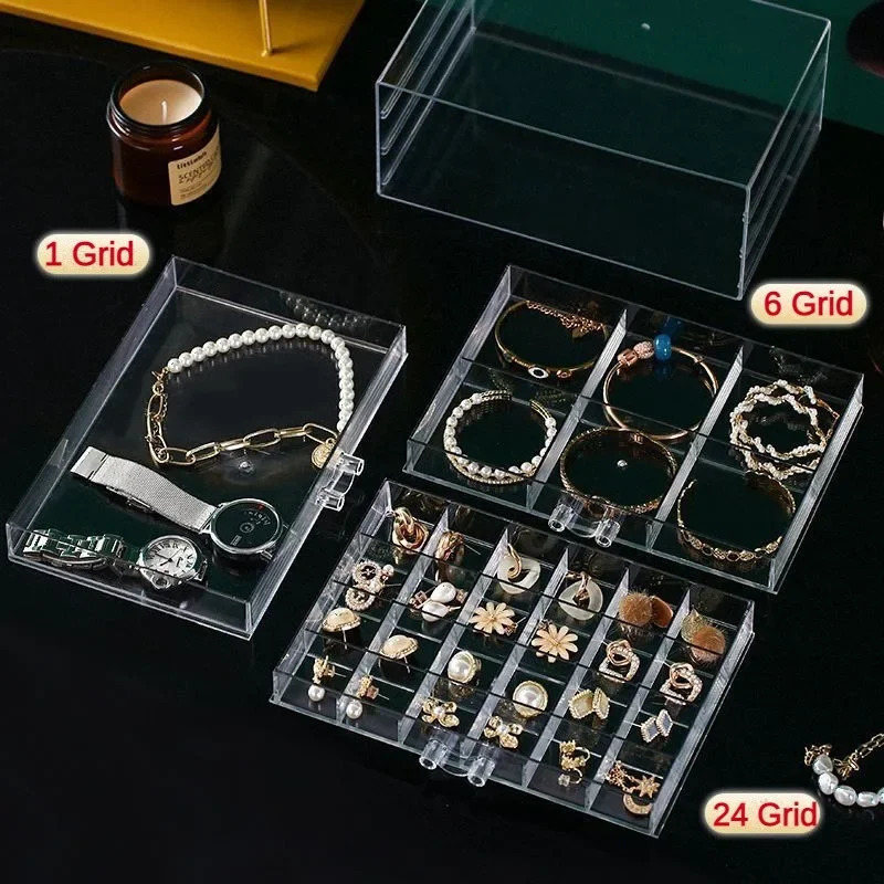 31/72/79/120 Mesh Jewelry Organizer Acrylic Cosmetics Storage Box 3/5 Layers Nail Rings Diamond Earrings Display Drawer Container 241106