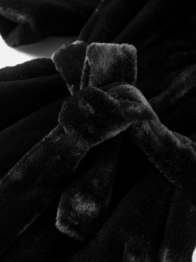 Extended Faux Fur Coat For Women To Look Thin And Mink Coats Black Hooded Warm Comfortable Winter Wholesale 241104