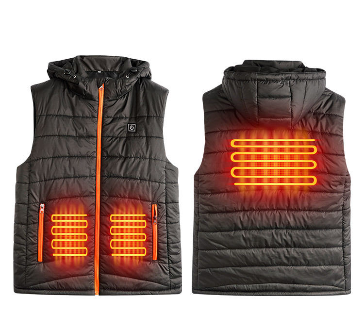 Casual Style Men's Winter Vest Lightweight and Waterproof Breathable Heated Windproof Outer Wear Heated Vest with Crew Neck