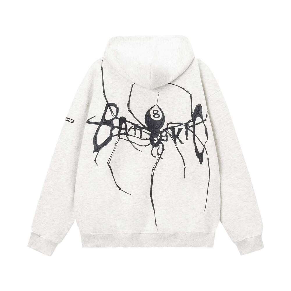 shanshi spider hoodie High street American style big spider foam printed fleece hooded cardigan sweatshirt for men and women trendy brand loose casual