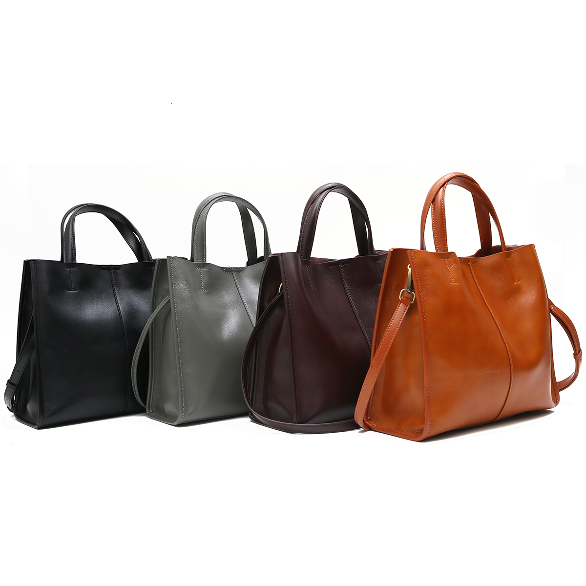 Minimalist Retro Genuine Leather Handbag For Women Designer Large Capacity Slant Shoulder Handbag