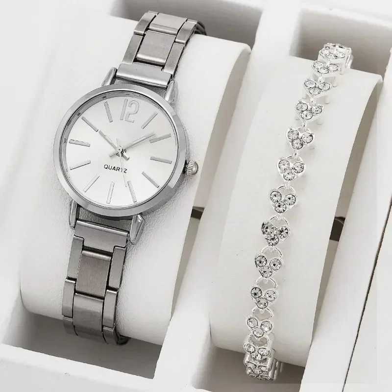2-piece Wen Watch Deluxe Simple Dial Hollow Strap Fashion Gold Bracelet Quartz Watch Student Womens Watch Reloj Mujer X241106