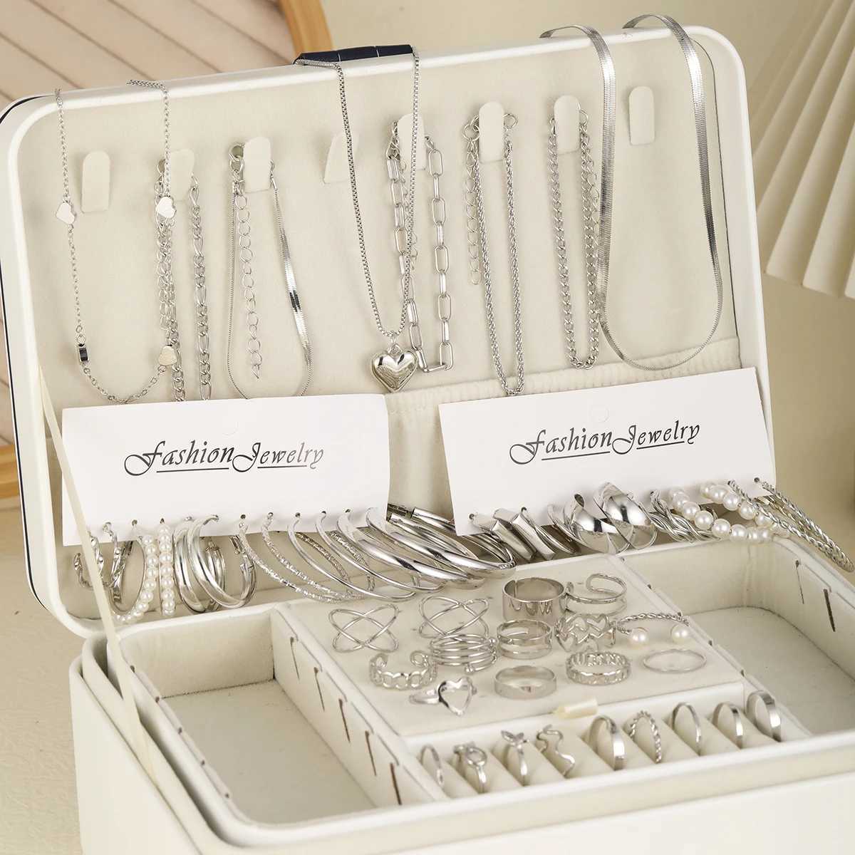 54 pieces/set of vintage elegant pearl earrings rings pendants necklaces for daily wear in Wenbohe jewelry set gift 2024 X241106