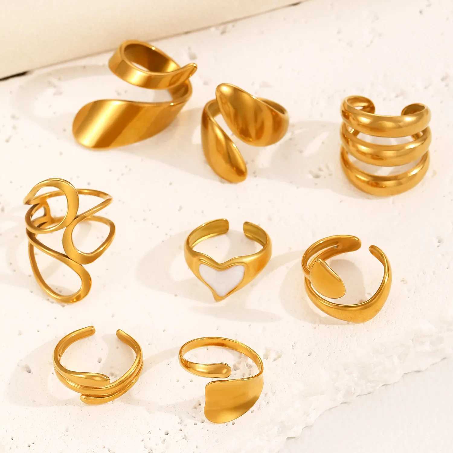 LATS stainless steel Irregar ring used for stylish 18K gold-plated Geely open ring finger jewelry wedding gift X241106