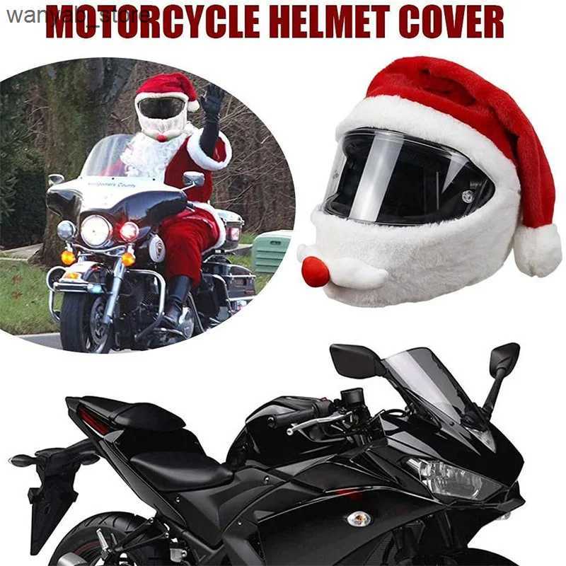 Wide Brim Hats Bucket Hats New motorcycle helmet Christmas hat outdoor crazy funny Santa Claus motorcycle helmet cover Christmas L240910