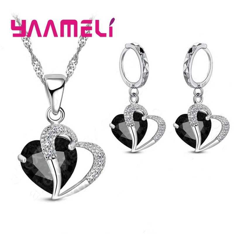 Bridal jewelry set CZ crystal 925 sterling silver pendant necklace earrings for wedding anniversary gifts X241106