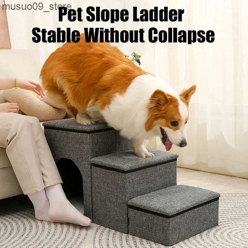 kennels pens Folding multifunctional puppy staircase sturdy and durable dog bed 3-step staircase ramp cat bed with storage and pet house dog accessori