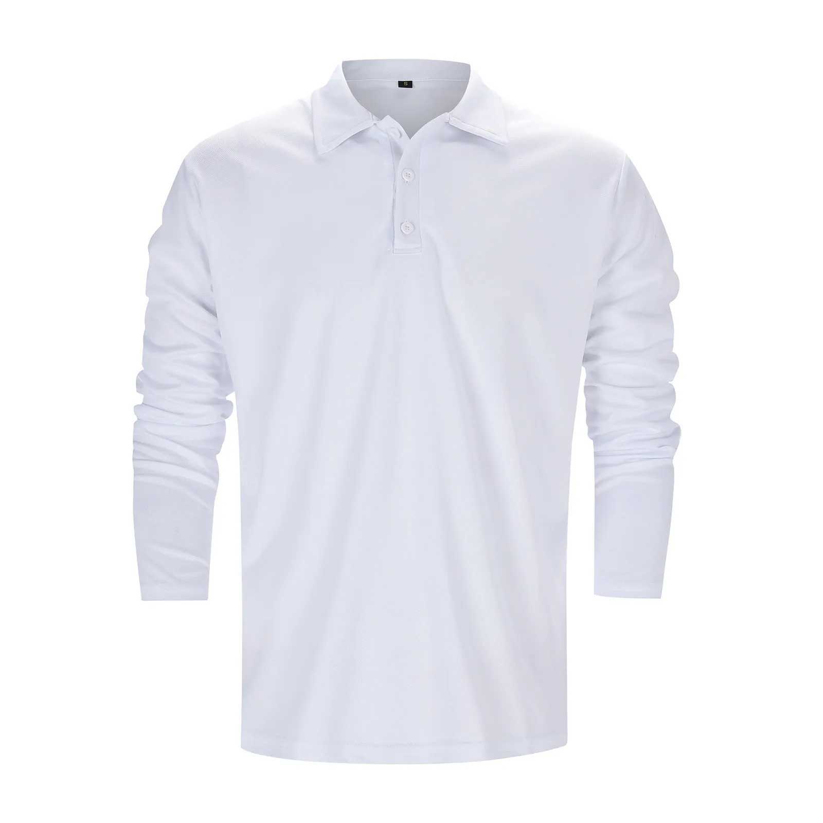 Formal white shirt mens spring and autumn fashion casual solid color button long Sve V-neck top W241106