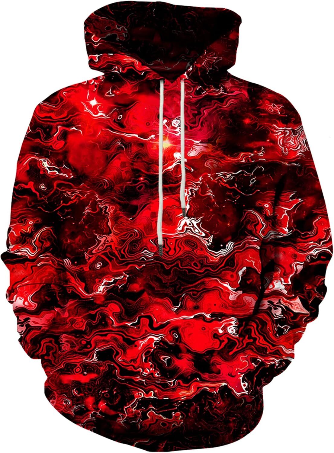 Hoodie for Mens Womens Unisex 3D Printed Hooded Sweatshirt Casual Pullover Hoodie with Big Pockets Graphic Hoodies sweatshirt Pullover Long Sleeve red