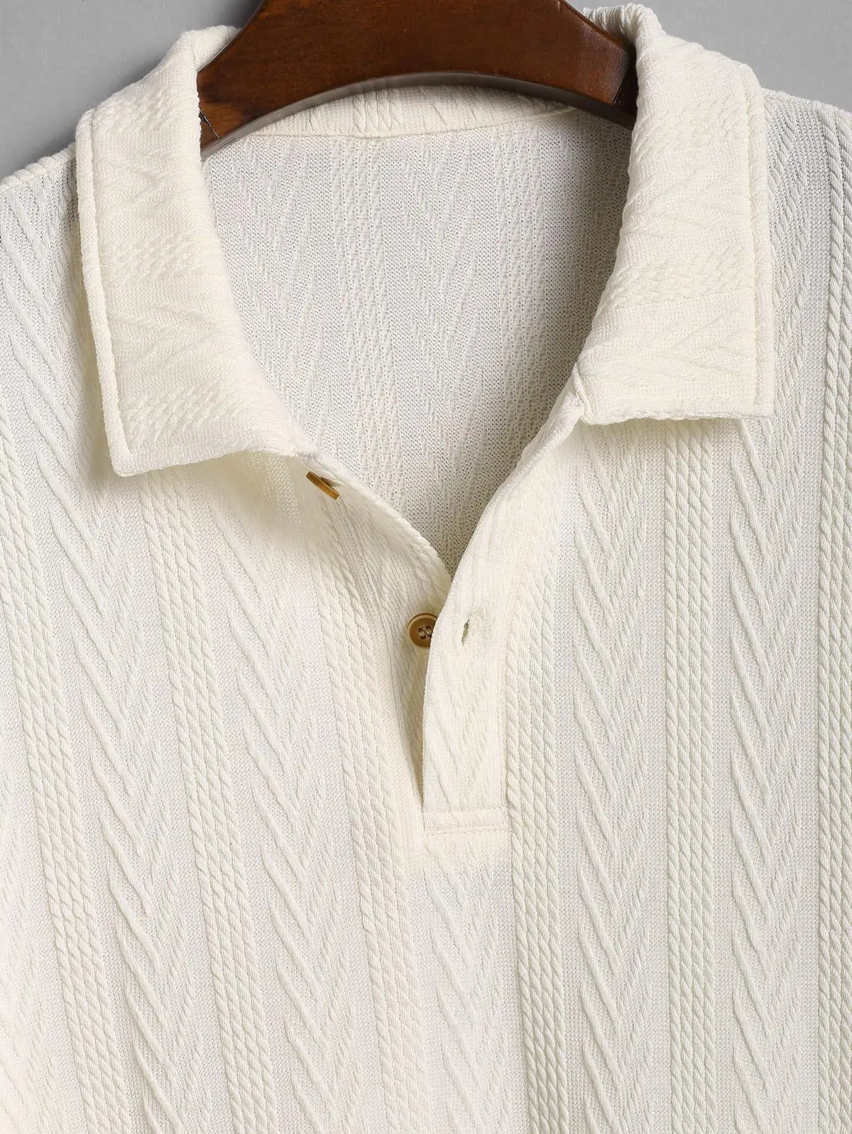 Mens Casual Geometric Textured Half Buttoned Long Sleeve Polo Collar Pullover Sweatshirt 241106