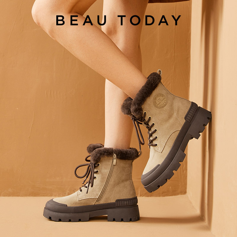 2025 New Winter Snow Boots Designer Women's Suede Leather Flat Heel Boots Zipper Women's Warm Fur Leather Shoes Handmade 08215