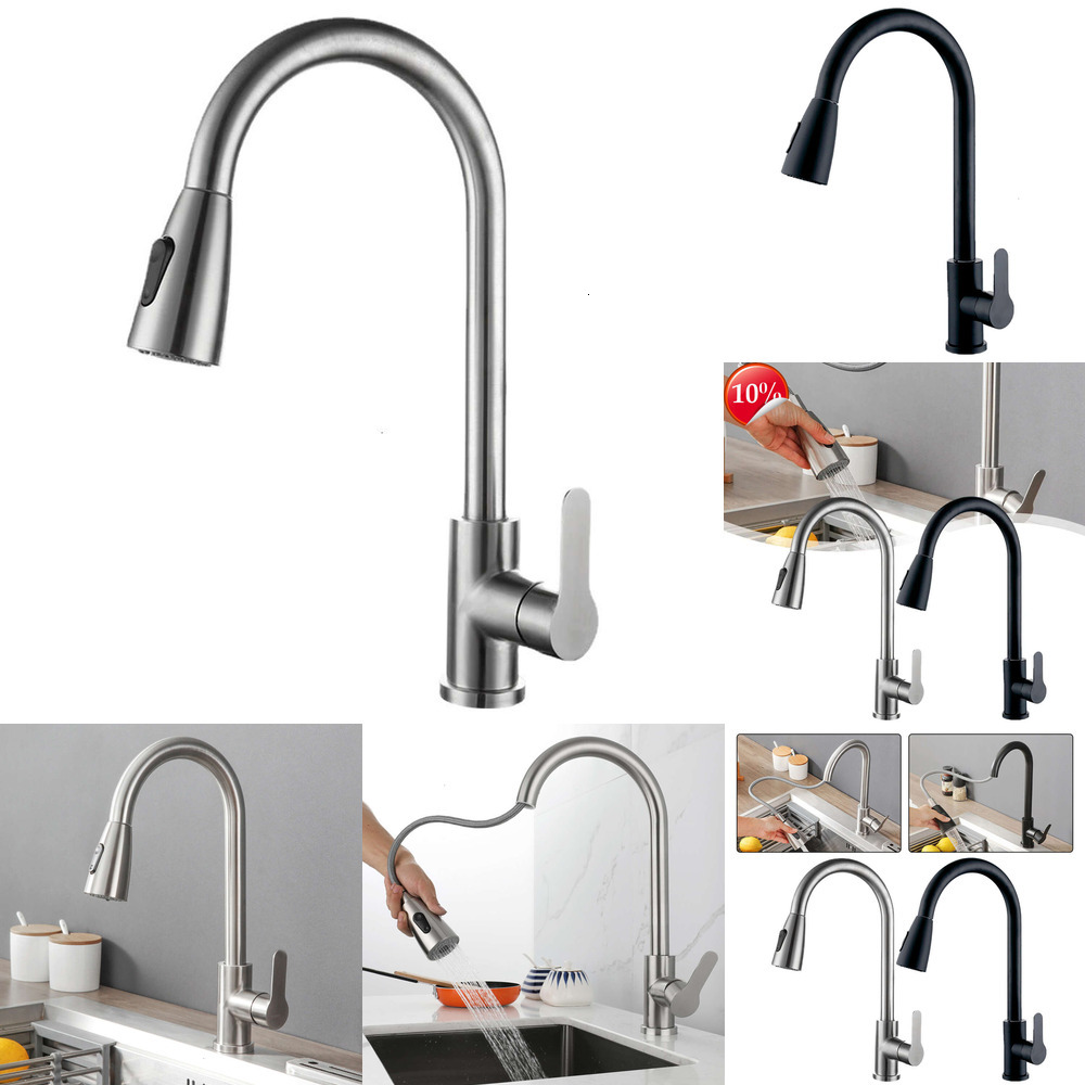 New New Kitchen Faucet Pull-Out Water Tap 2 Modes Sprayer 360 Rotation Hot And Cold Water Mixer Tap Deck Mounted Sink Faucet