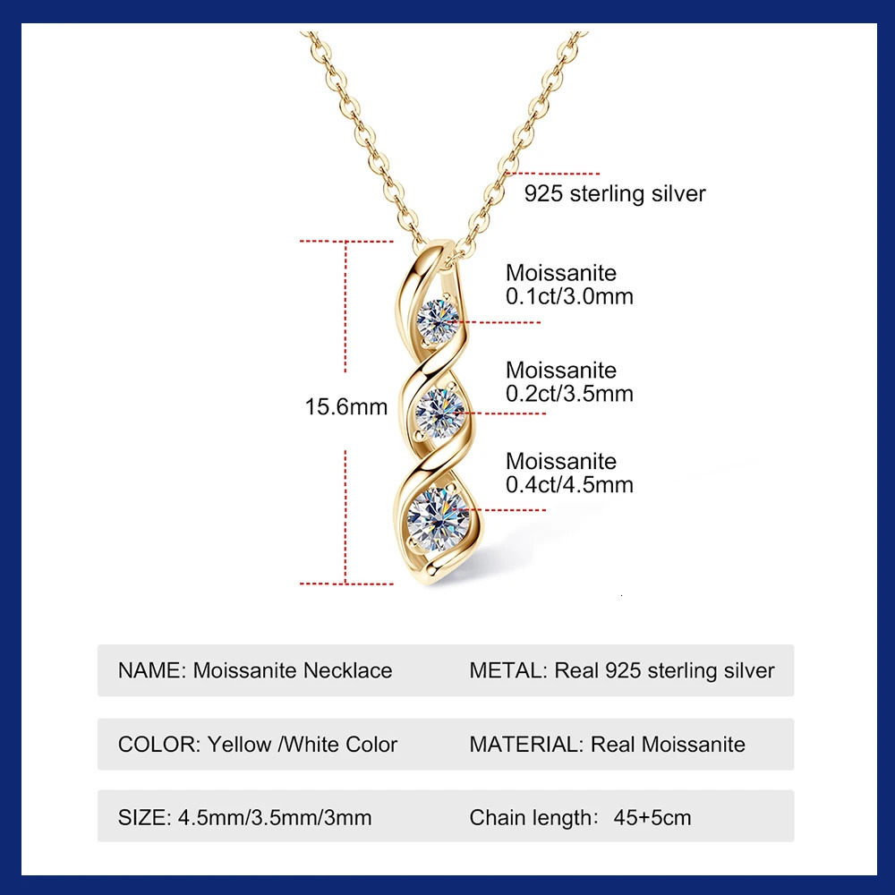 Sweetrain Diamond Necklace Womens Gift 925 sterling silver 18K white/yellow gold-plated twisted pendant chain 241106