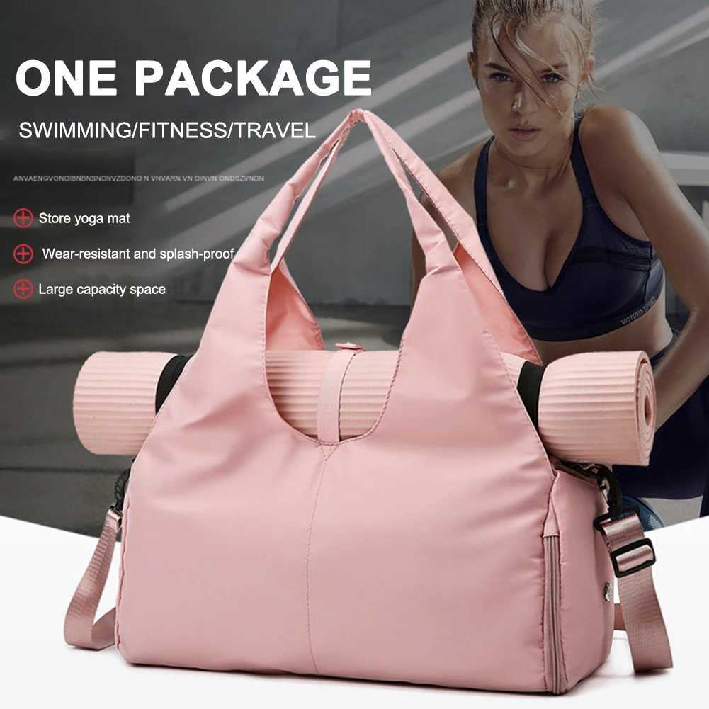 Outdoor Nylon Sports Gym Bags Yoga Men Women Training Fitn Travel Handbag Yoga Mat Sport Bag with Shoes CompartmentXJ241106