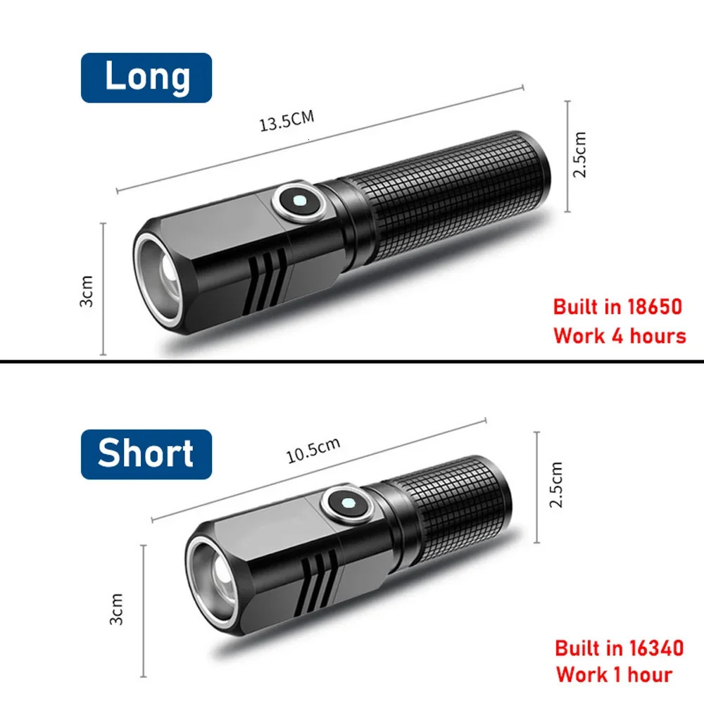 10000 Lumens Mini Powerful Led Flashlight XHP50 Built in Battery 3 Modes Usb Rechargeable Flash Light Torch Lamp Flashlights 241105