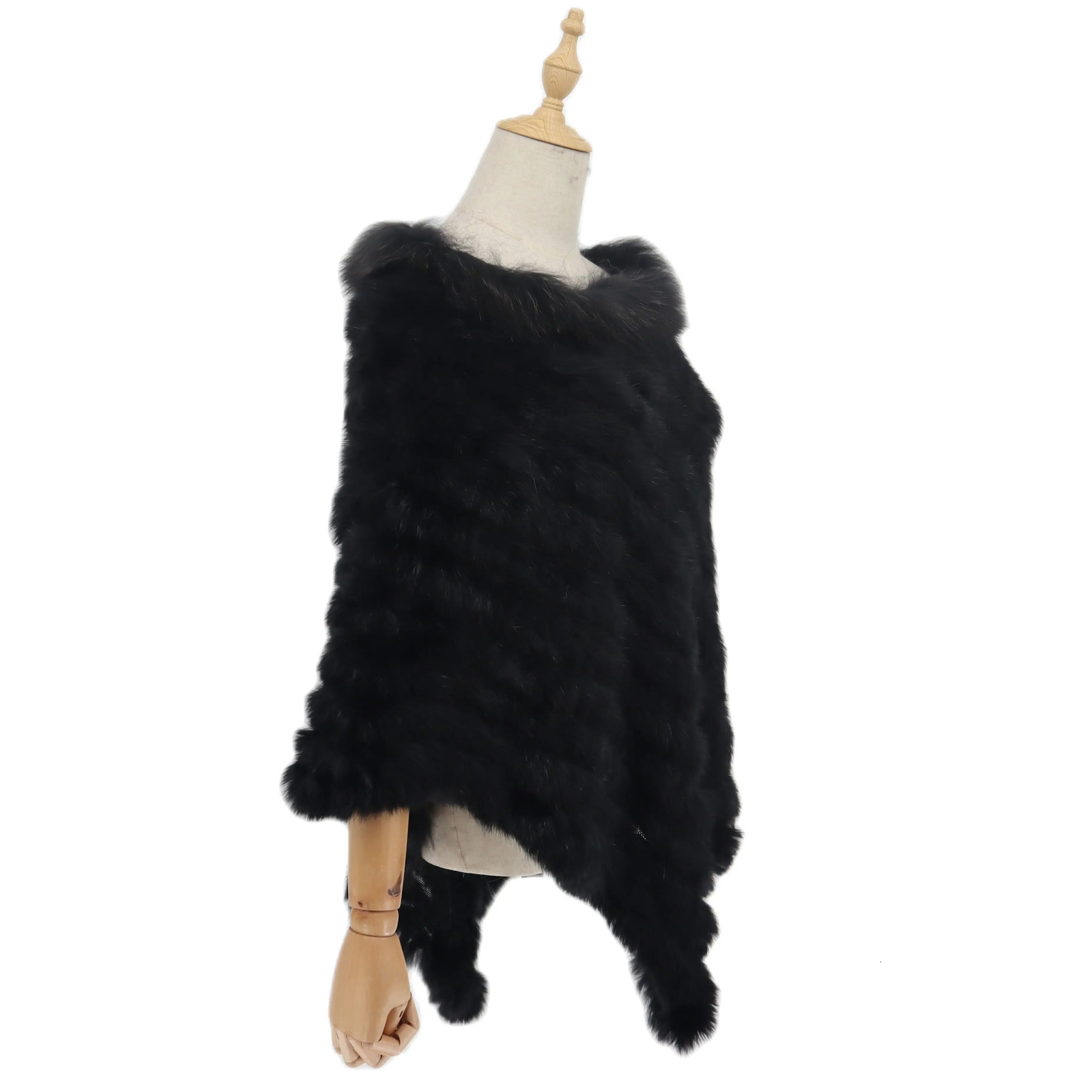 Real rabbit fur knitted rabbit fur raincoat vest fashionable wrapped coat shawl womens natural fur raccoon fur necklace wholesale Cape Town 241106