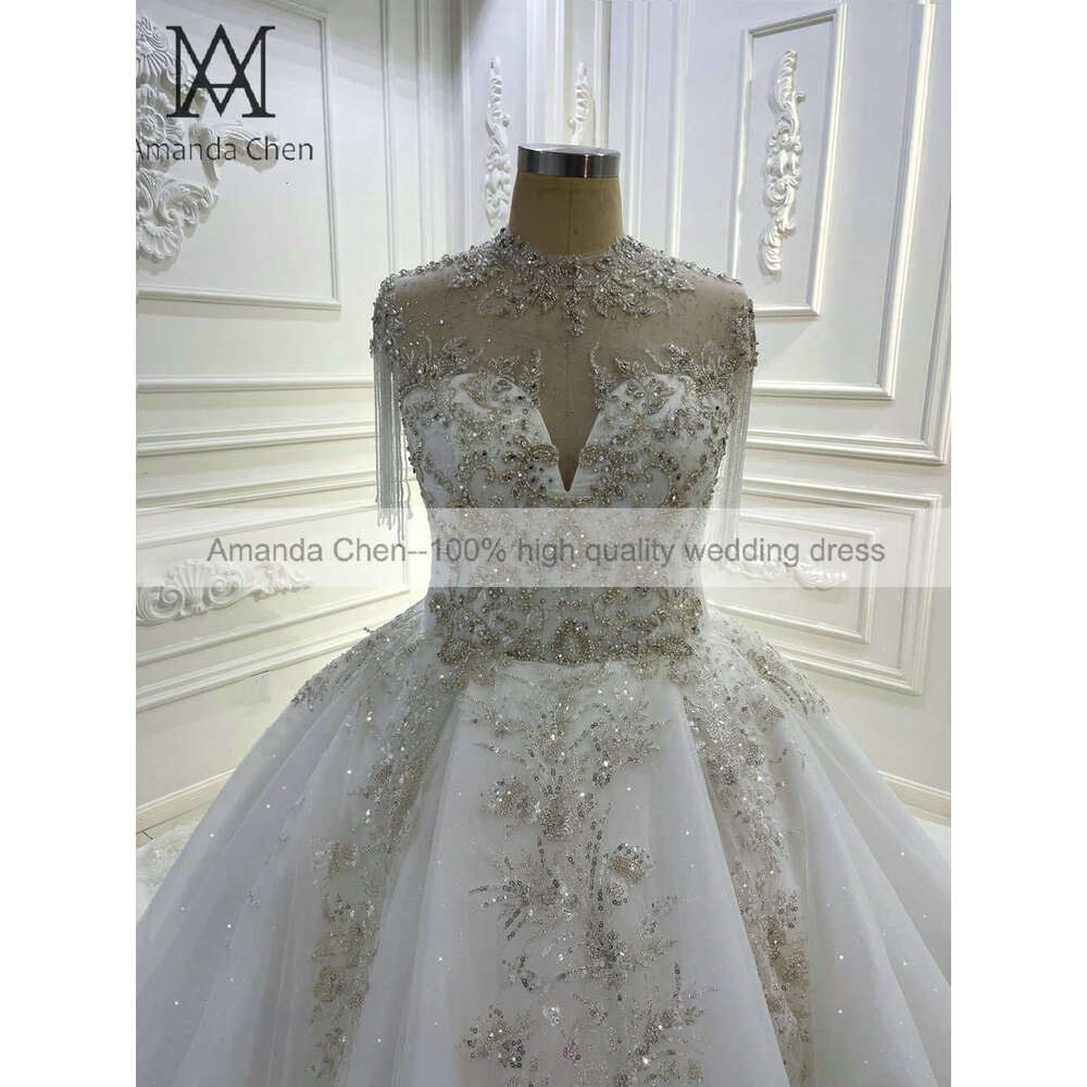 Lace Appliqued Beaded Wedding Dress