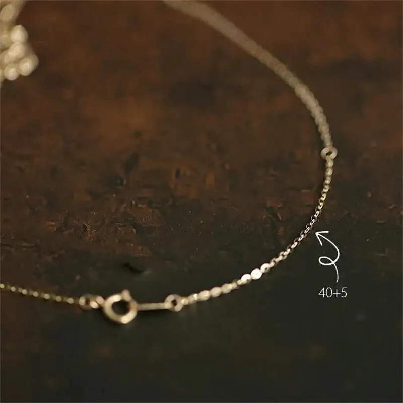 Goldtutu Genuine 14K Pure Gold Necklace Minimum Simple Style Necklace Chain Fine Jewelry Real Au585 for Women Girl kj159 241106